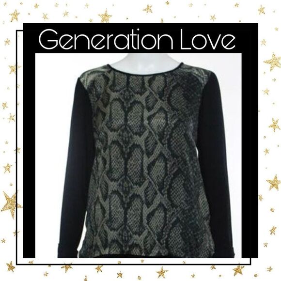 Generation Love Green Black Snakeskin Blouser Sz S - Picture 1 of 8